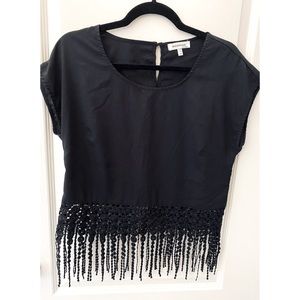 Black fringe blouse